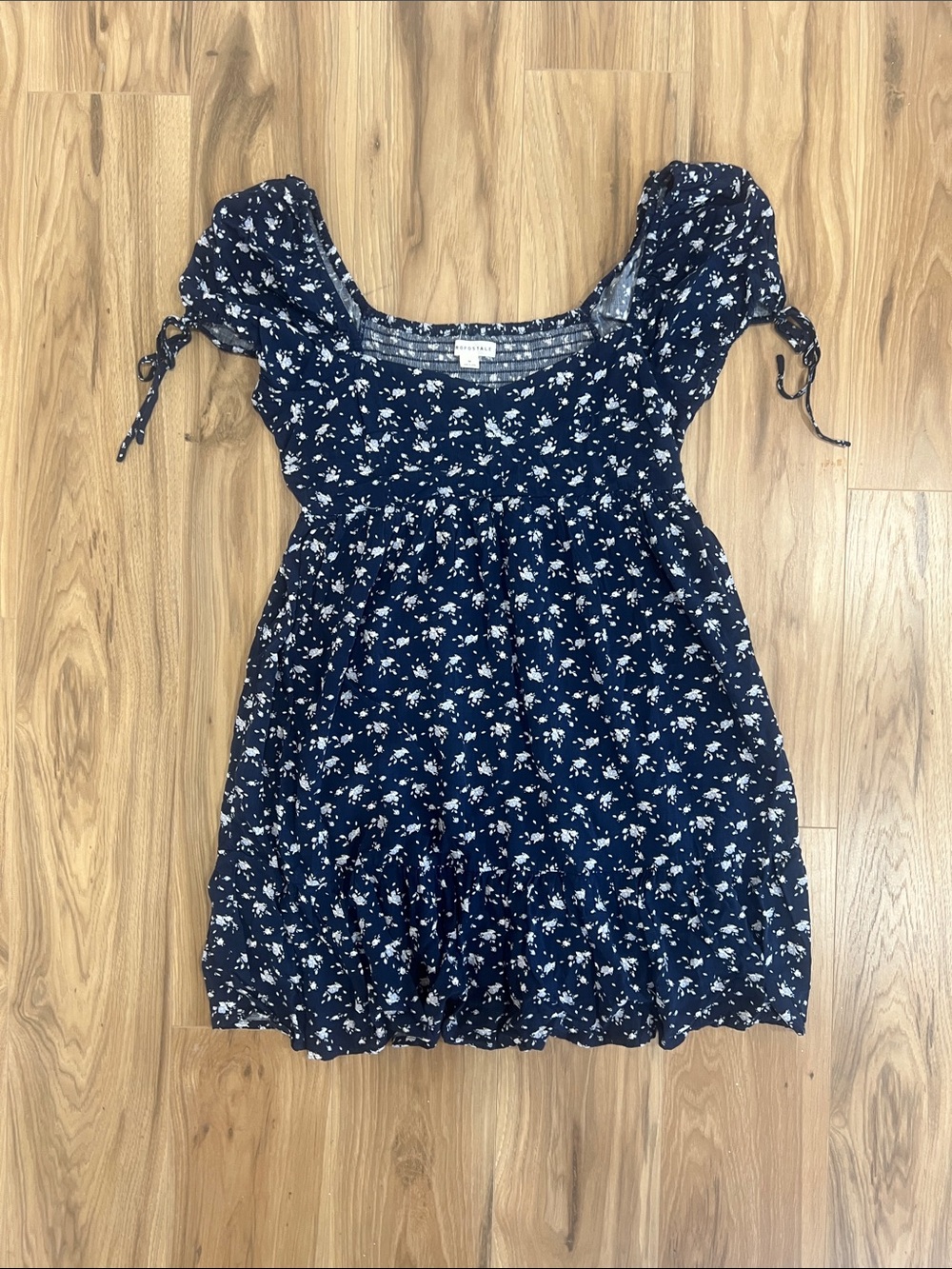 Aeropostale Navy Blue Floral Square-Neck Mini Dress